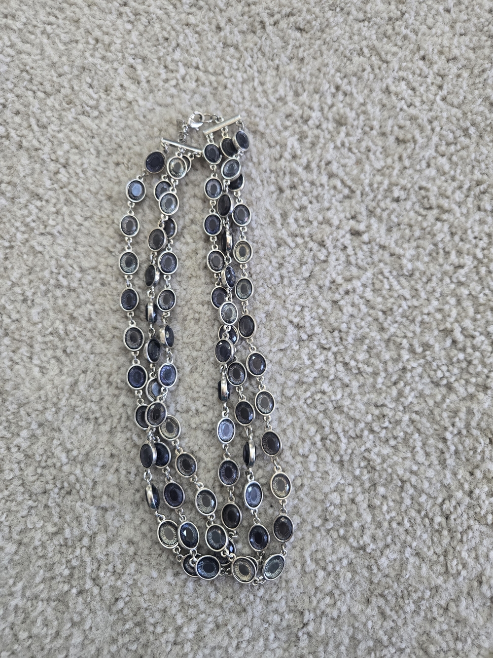 Banana Republic Multi-Strand Blue Glass  Silver Necklace